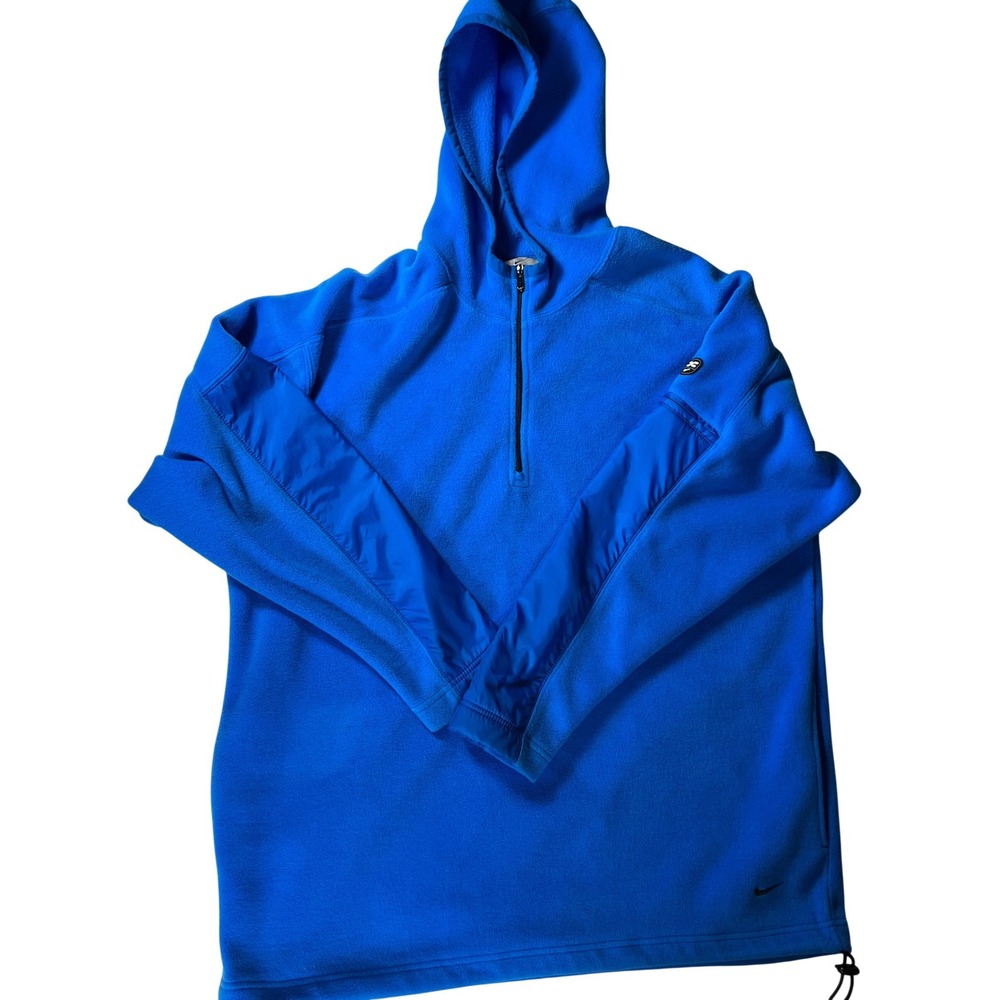 EUC Vintage Nike ACG Mens Large Fleece Quarter‎ Zip Hoodie Blue Nylon Overlay